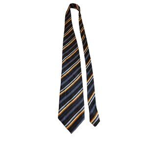 Kilburne & Finch 100% Silk Necktie Black Gold Stripe Classic Designer Dad Career